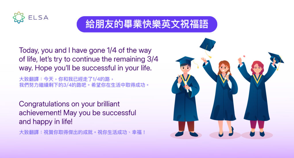 給朋友的畢業快樂英文祝福語