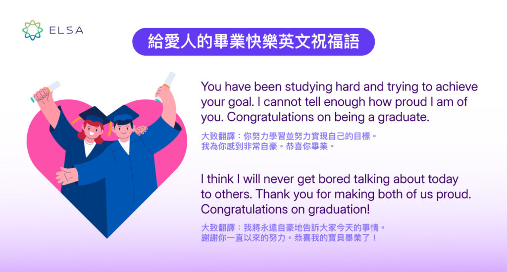 給愛人的畢業快樂英文祝福語