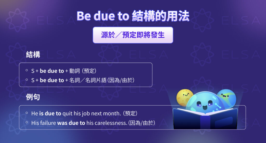 Due to 用法：be due to 的結構