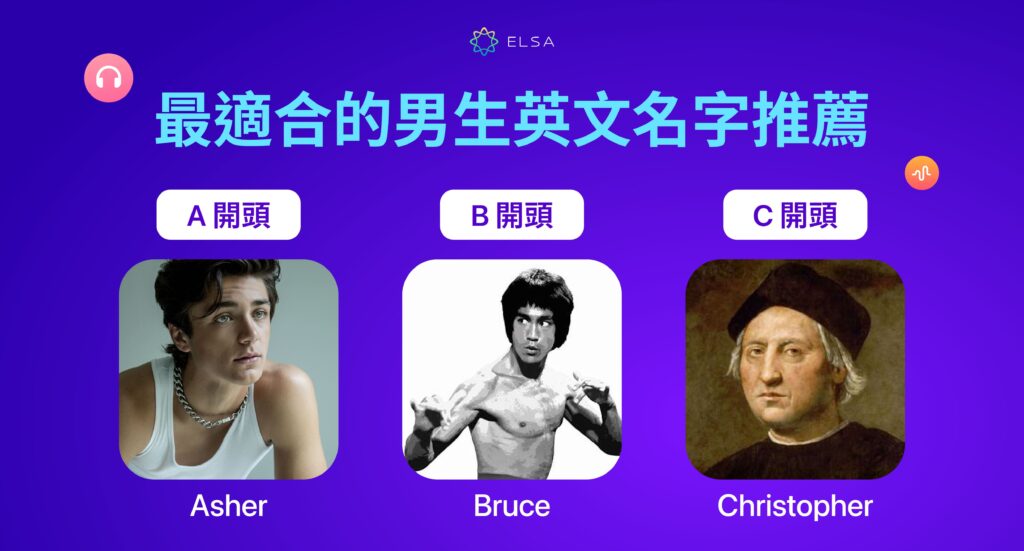 男生英文名字 A, B, C