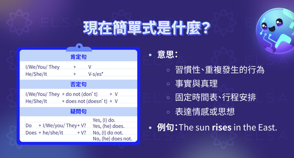 Simple Present Tense – 現在簡單式定義